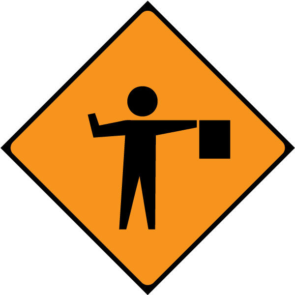 Cone Sign 600mm Class 2 Flagman - WK061